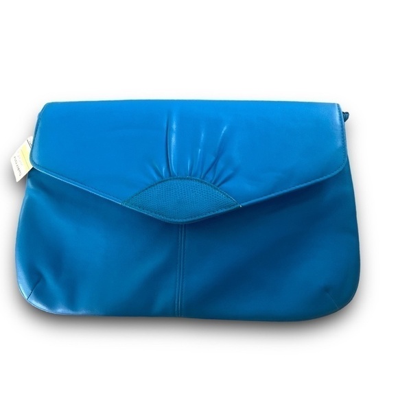 NWT Bag Bazaar Vintage 90’s Turquoise Vegan Leather Clutch Shoulder Bag Purse - Picture 3 of 17